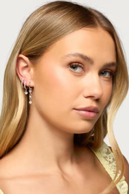 Stud & Hoop Earrings Pack of 4 Silver Tone Metal 0.6-1.6 Inch