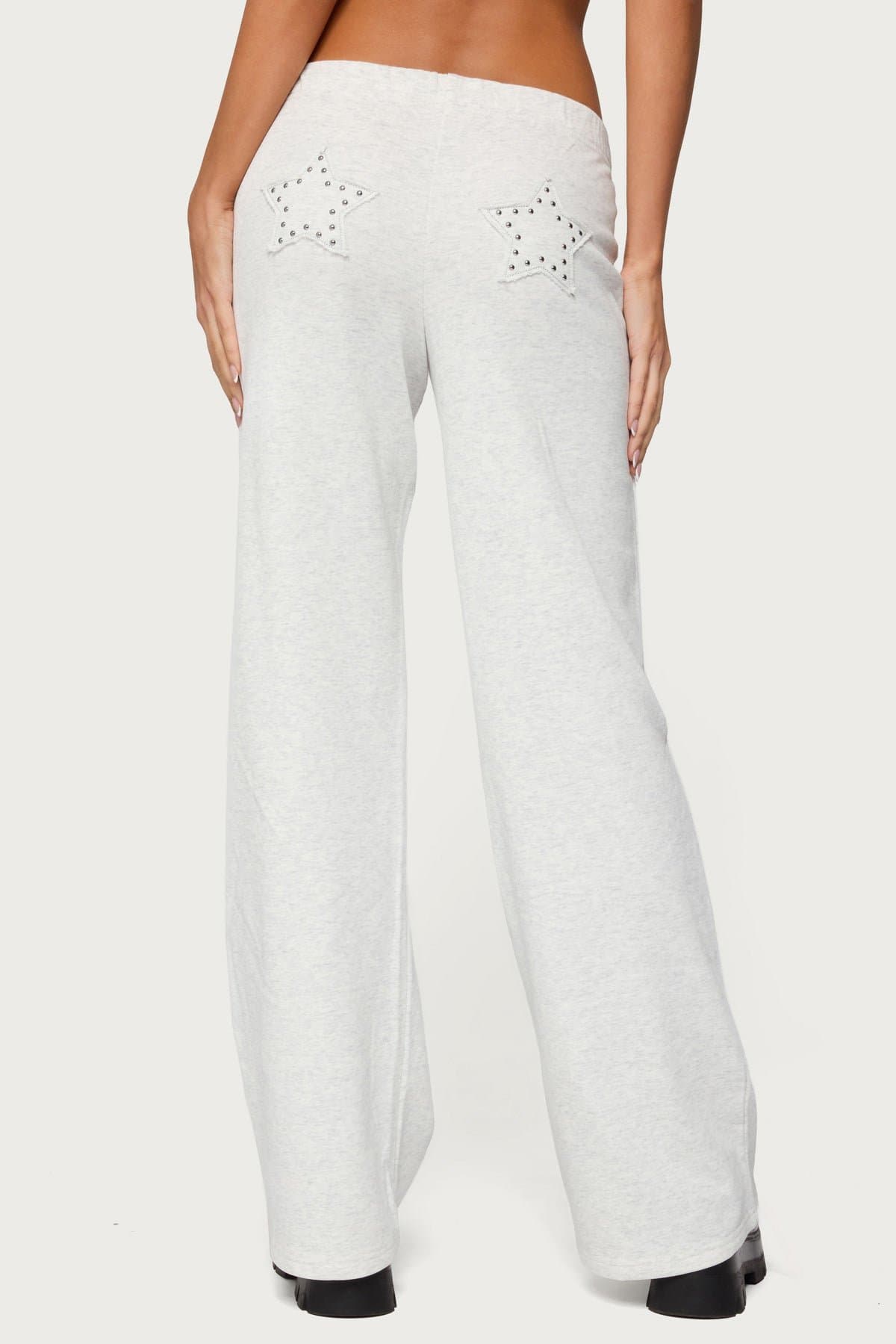 Briela Star Studded Straight Leg Sweatpants - Cotton Polyester Matching Set