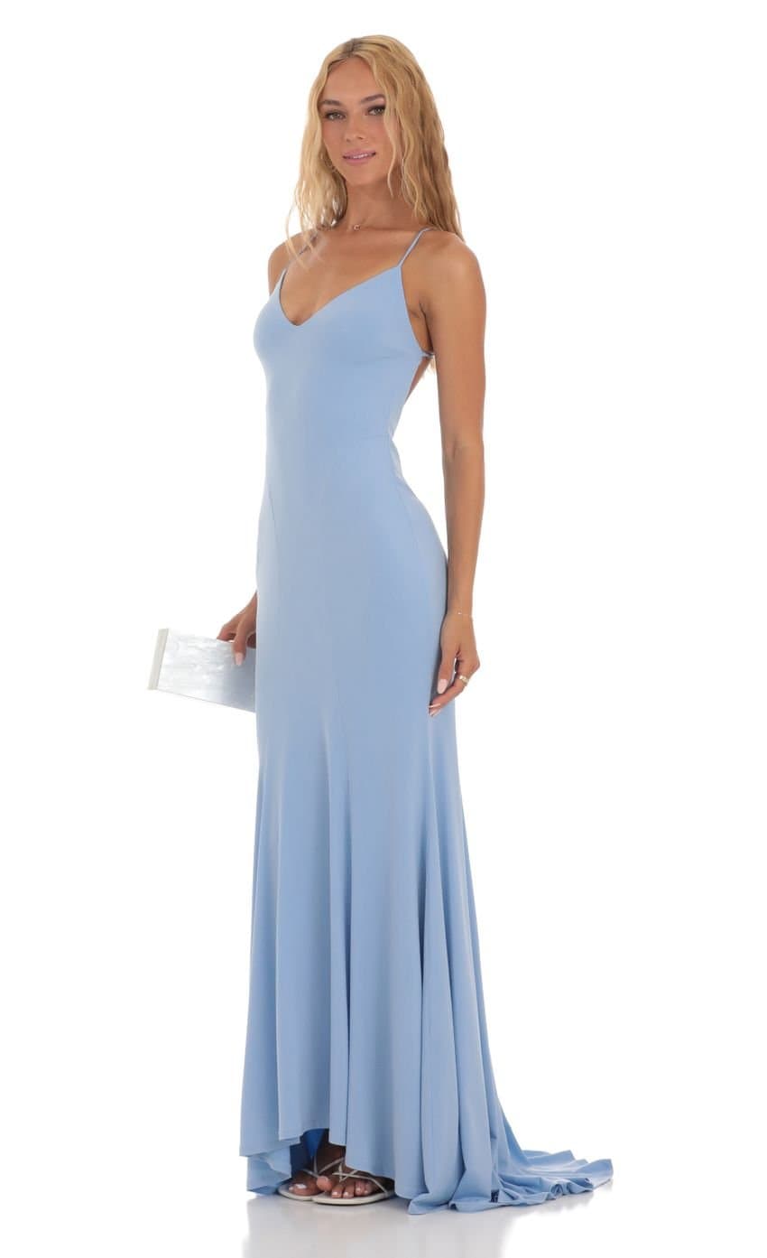 Open Back Maxi Dress in Blue