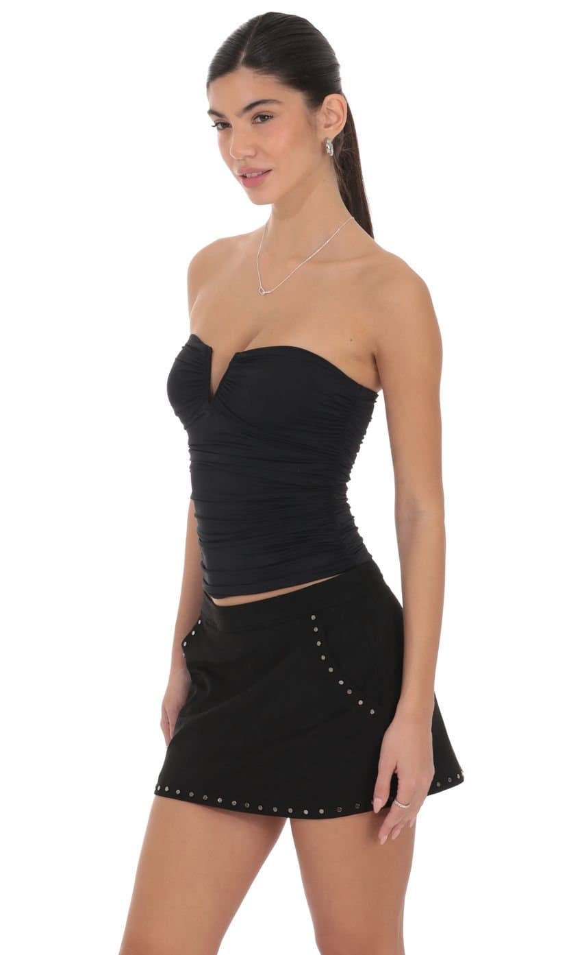 Studded Suede Skirt in Black