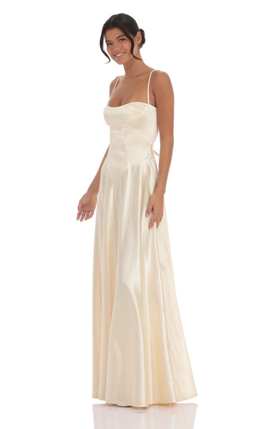 Satin Square Neck Maxi Dress in Champagne