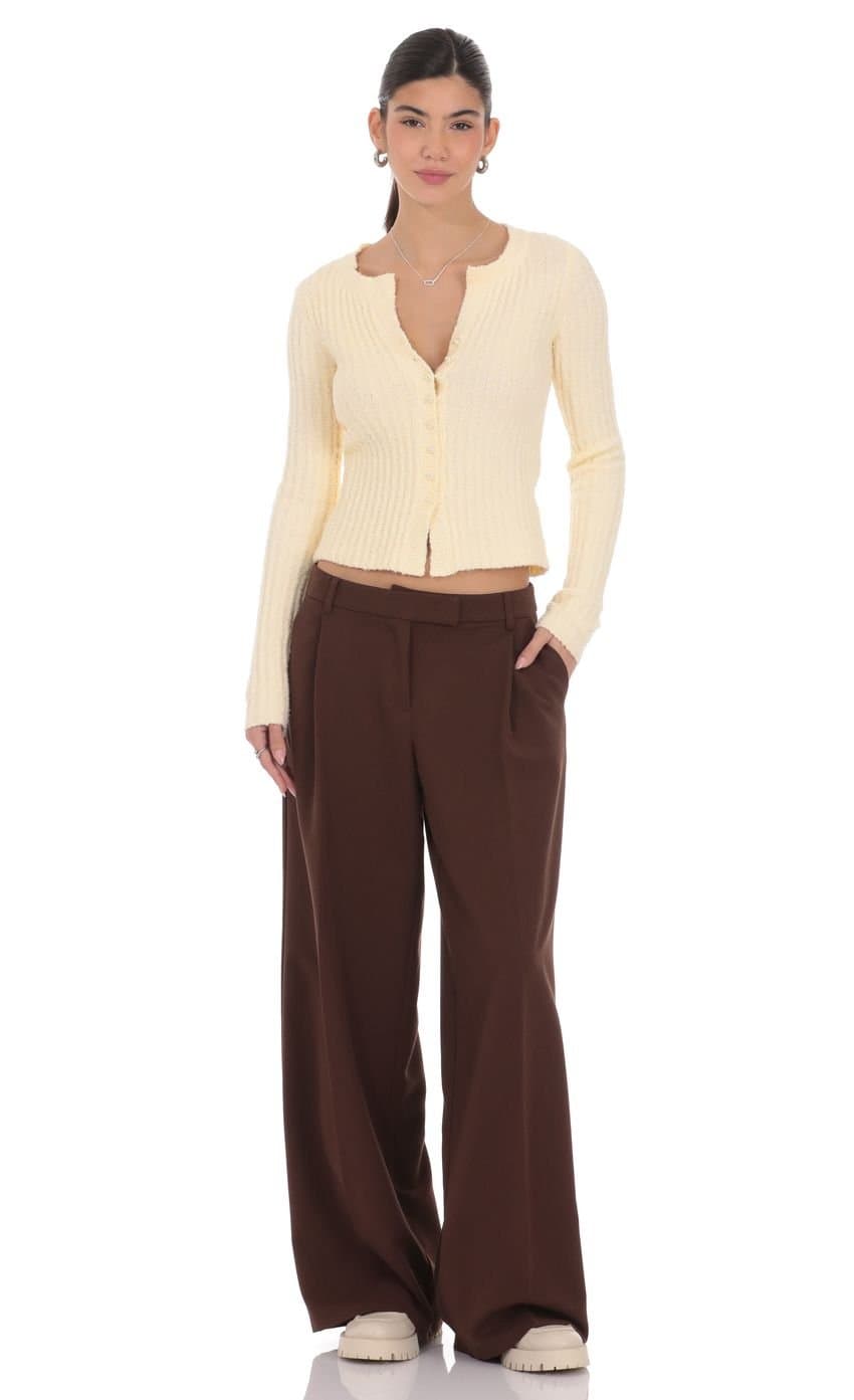 Ribbed Knit Cardigan in Cream