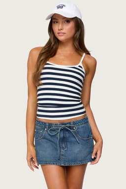 Bailee Striped Ribbed Tank Top - Cotton Spandex Women's Top