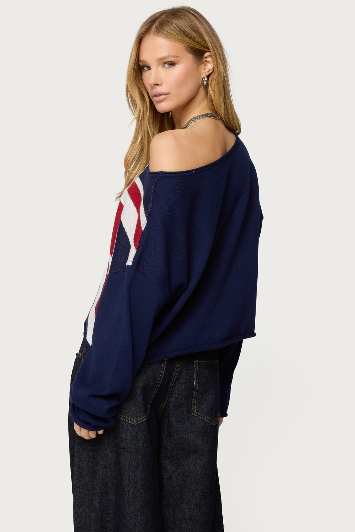 London Babe Sweater with Union Jack Graphic, 100% Cotton Knit