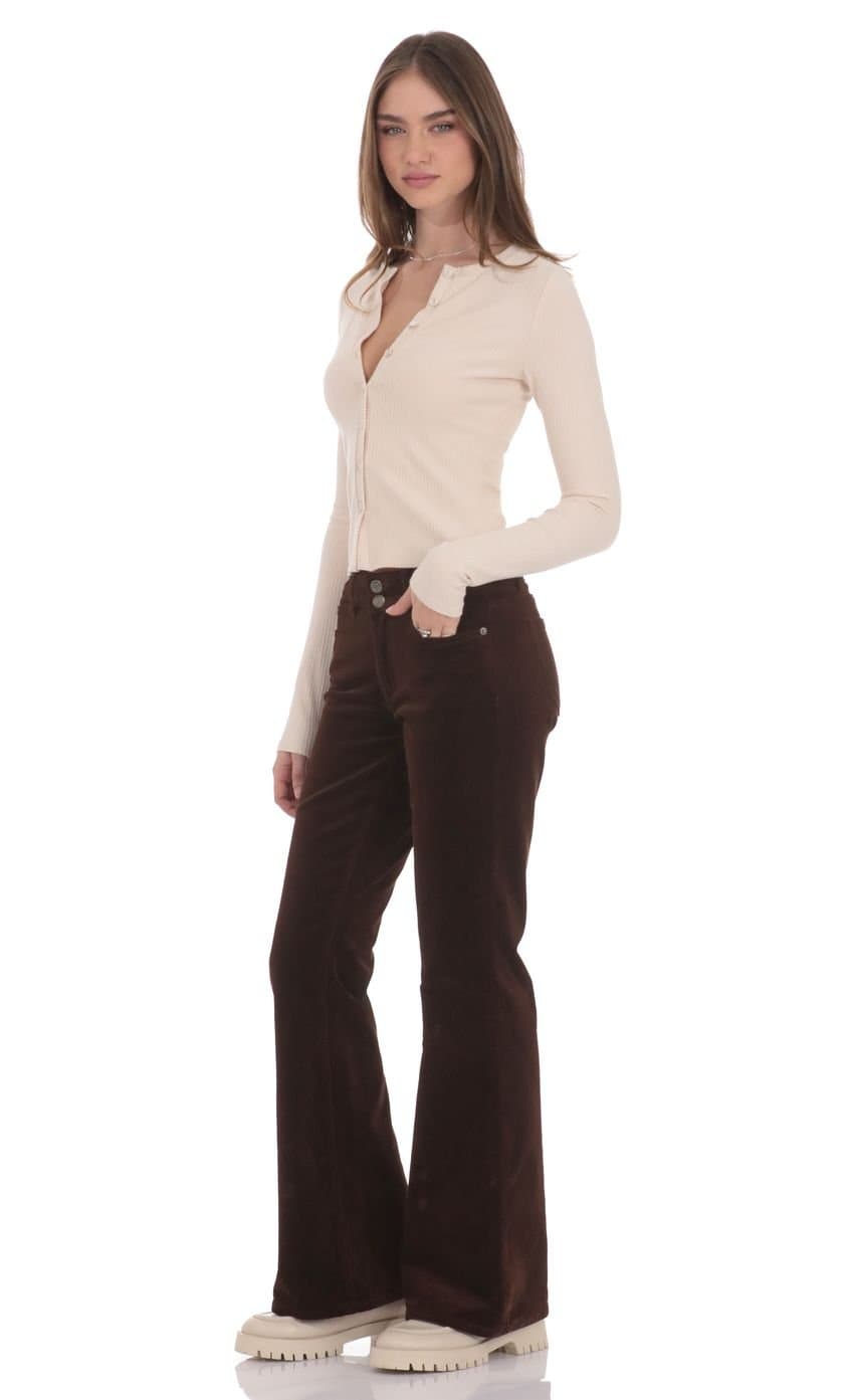 Corduroy Flare Jeans in Brown