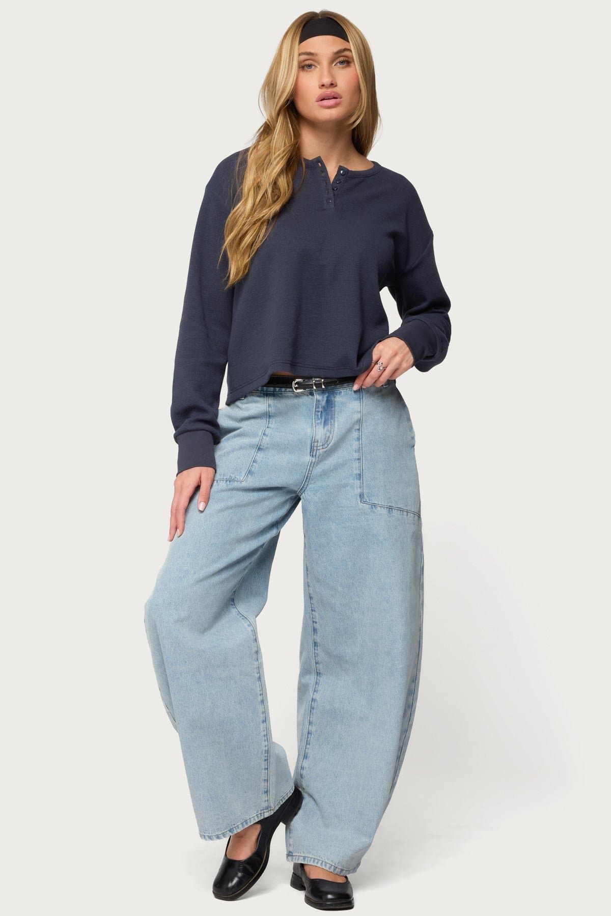 Jolie Low Rise Barrel Jeans in Rigid 100% Cotton Denim