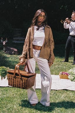 Evonka Fringe Faux Suede Jacket - Polyester Spandex Western Stitch Brown