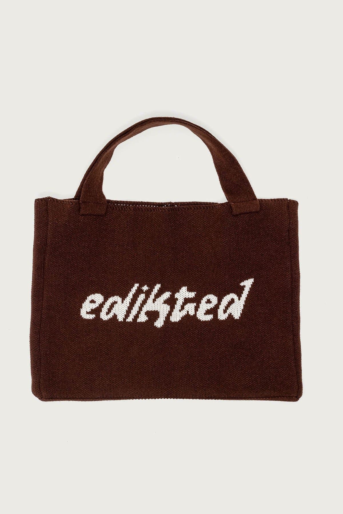 Edikted Knit Tote Bag - Graphic Text Polyester 17.9" W x 14.2" H