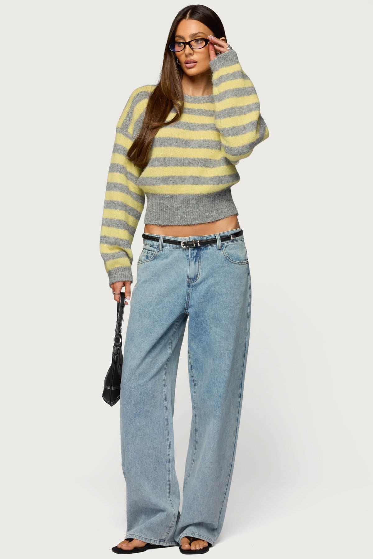 Penelope Fuzzy Striped Sweater - Polyester Nylon Wool Spandex Knit