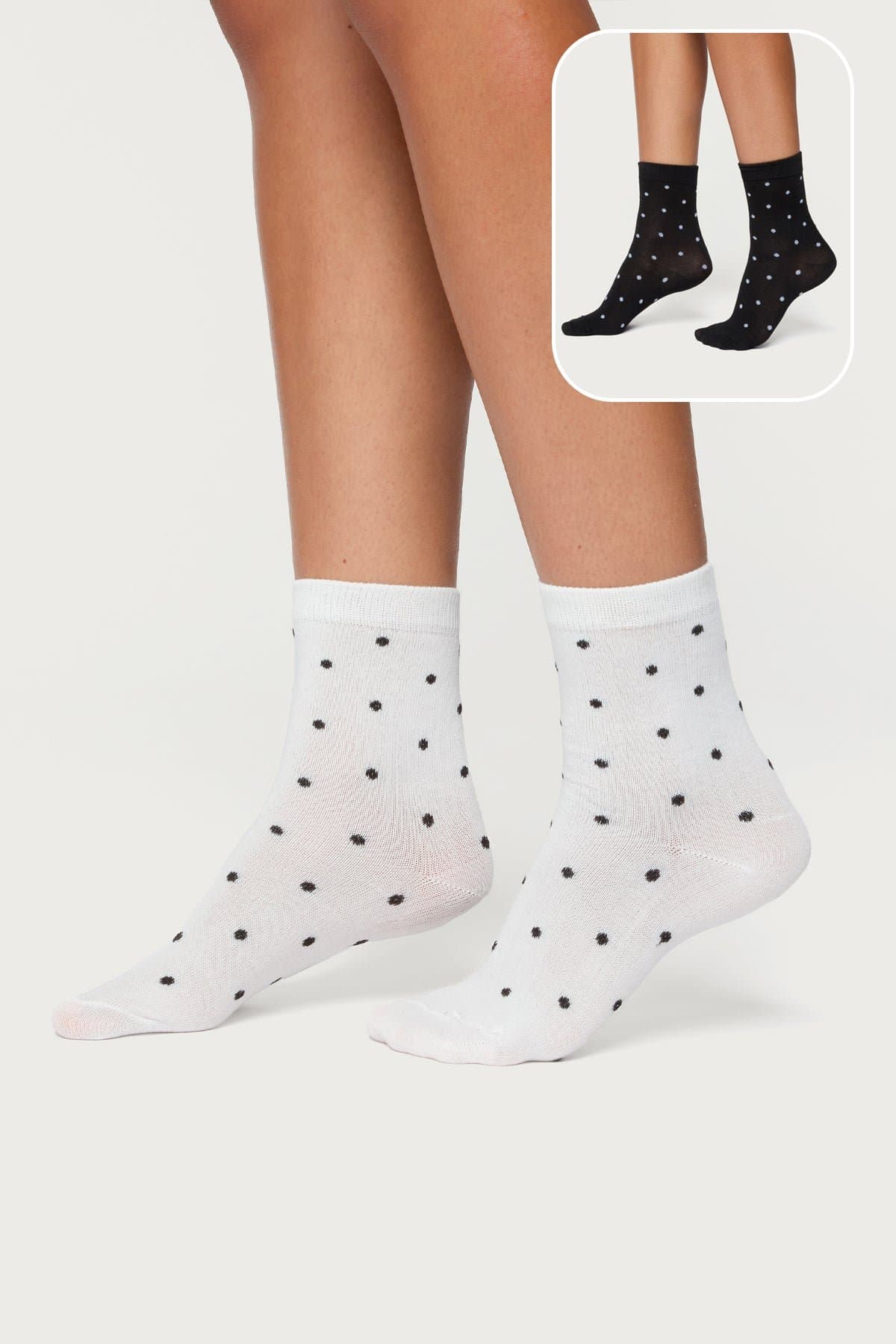 Polka Dot Sock Pack of 2 - Polyester Cotton Blend, 10.6 Inch Length