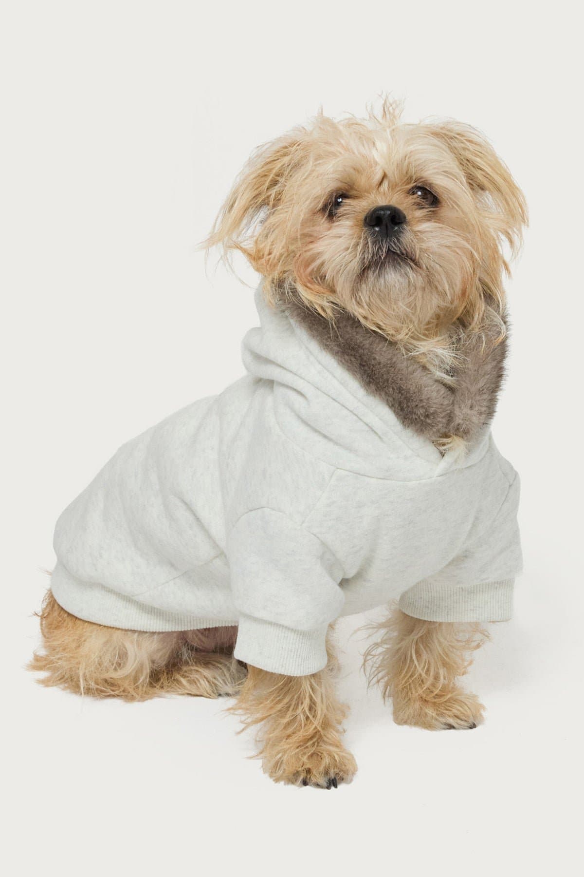 Faux Furry Pet Hoodie - Polyester Cotton Blend with Fur Trim, Small Size
