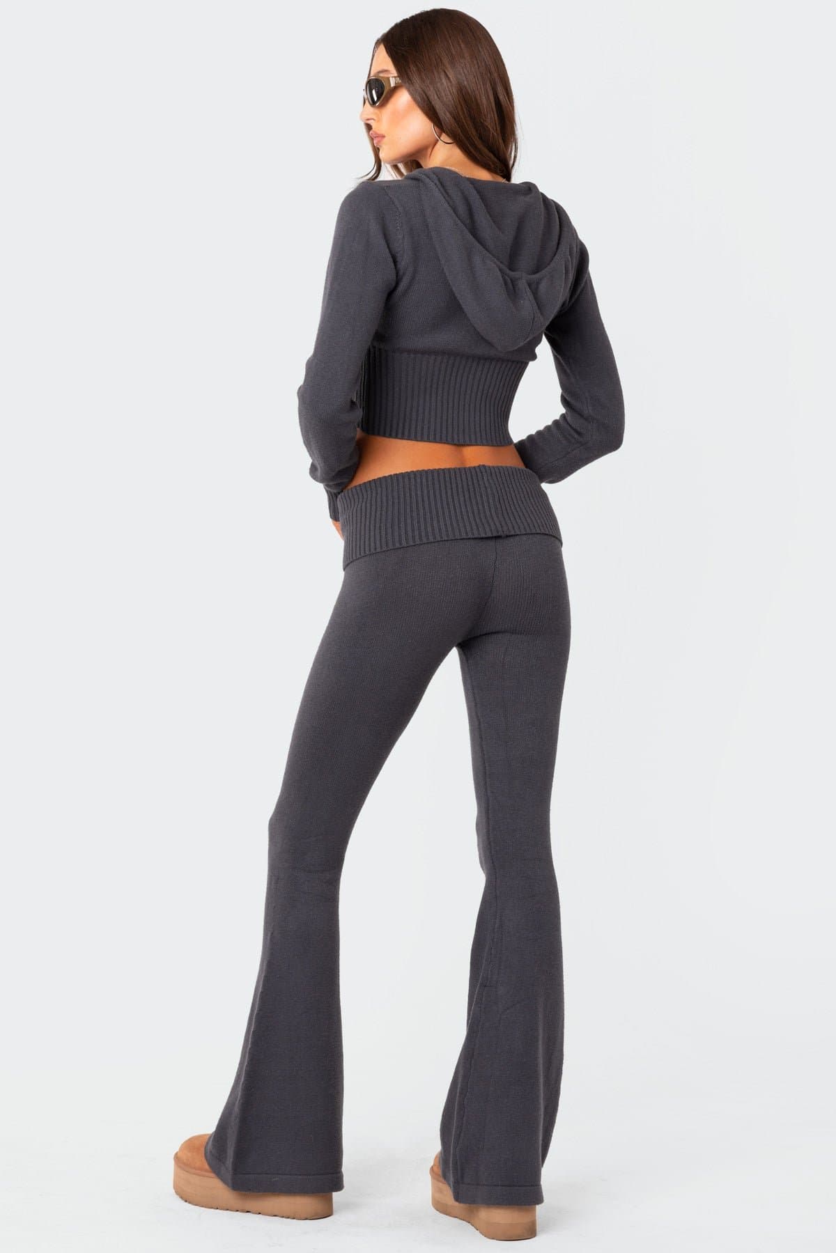 Desiree Knitted Low Rise Fold Over Flared Pants