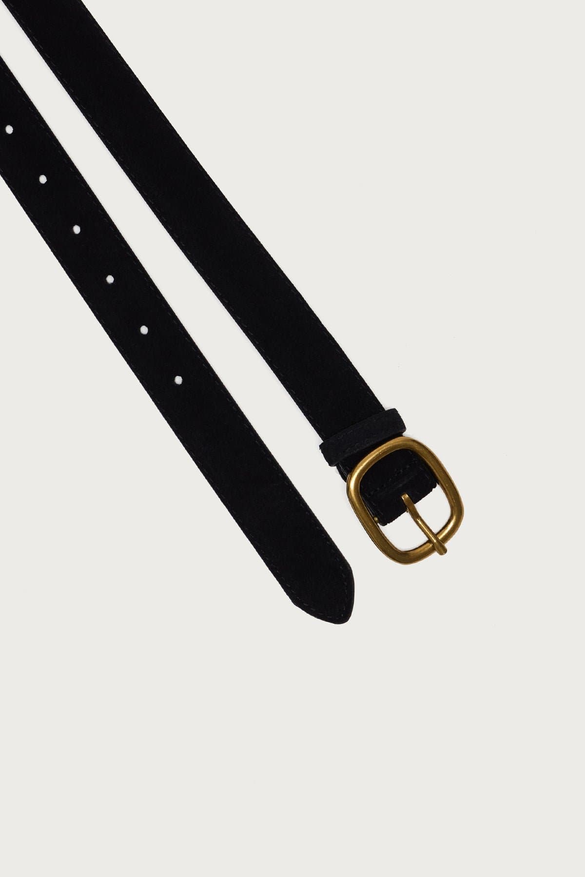 Oval Buckle Faux Suede Belt - Gold Tone Buckle, Polyurethane Rayon, 39.8 Inch Length