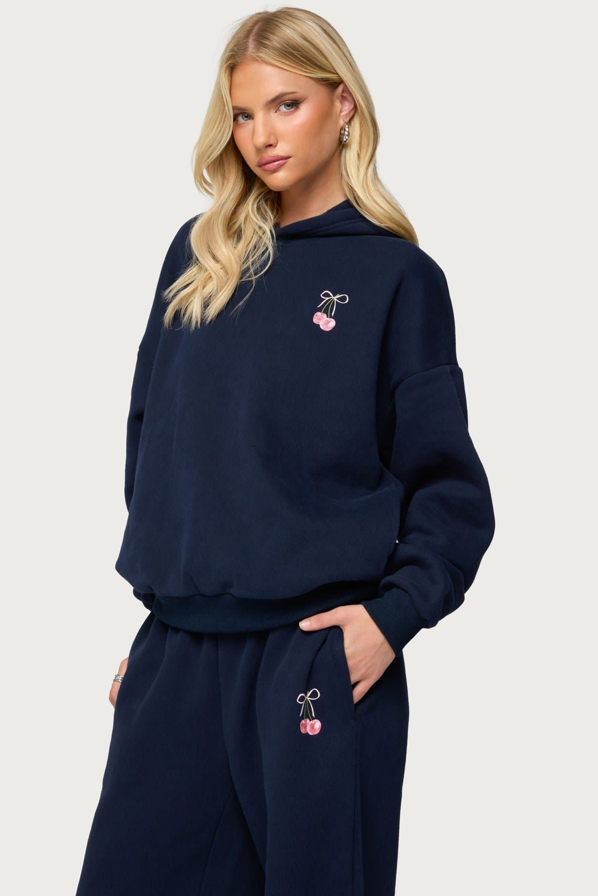 I Don't Chase I Attract Hoodie with Cherry Bow Graphic Print Cotton Polyester