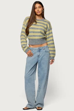 Dalina Washed Low Rise Baggy Jeans - 100% Cotton Rigid Denim