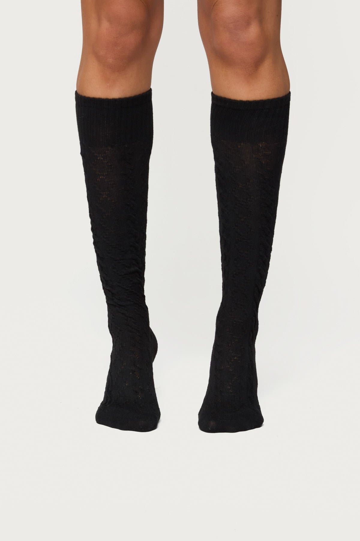 Cable Knit Socks - Polyester Cotton Spandex Blend, 20.9 Inch Length