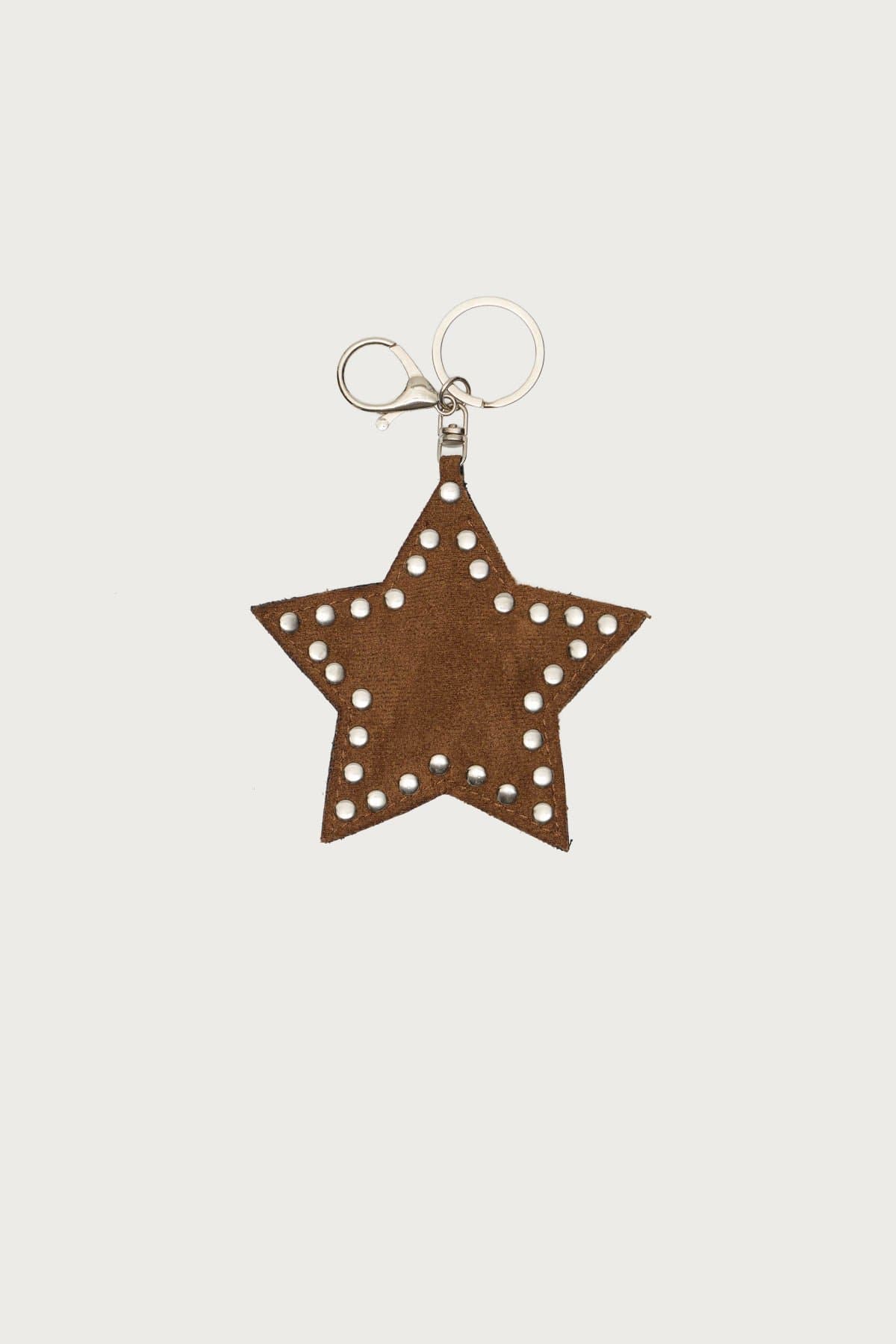 Stargazing Studded Faux Suede Charm Star Design, Polyester Silver Tone Metal 4.1in