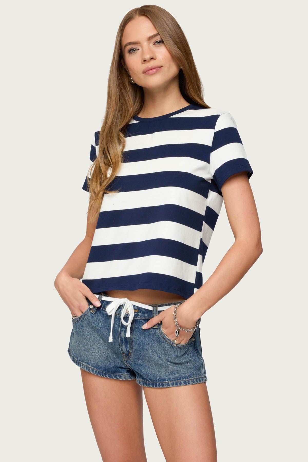 Valetta Oversized Striped T-Shirt - Cotton Spandex Boxy Fit