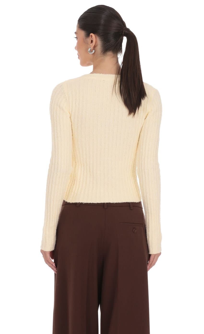 Ribbed Knit Cardigan in Cream