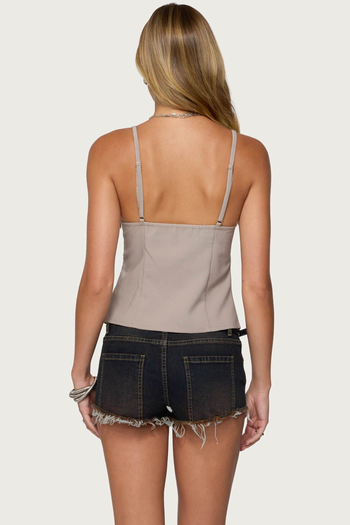 Shay Split Front Buckle Tank Top - Adjustable Straps, Polyester Spandex