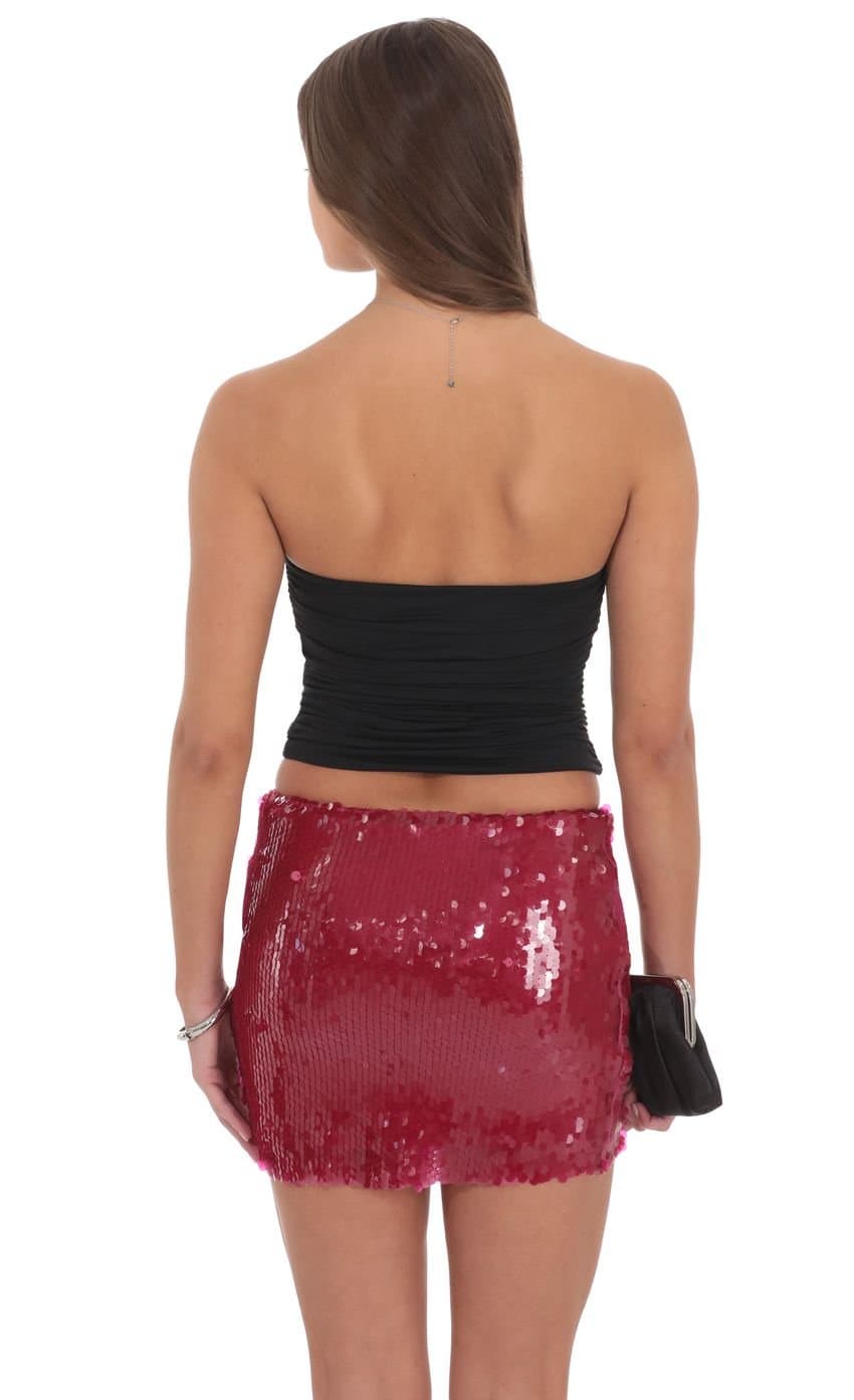 Circle Sequin Skirt in Red