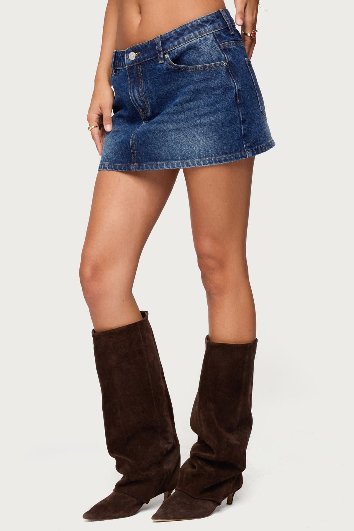 Chiara Denim Micro Skirt - 100% Cotton Low Rise with Pockets Size S