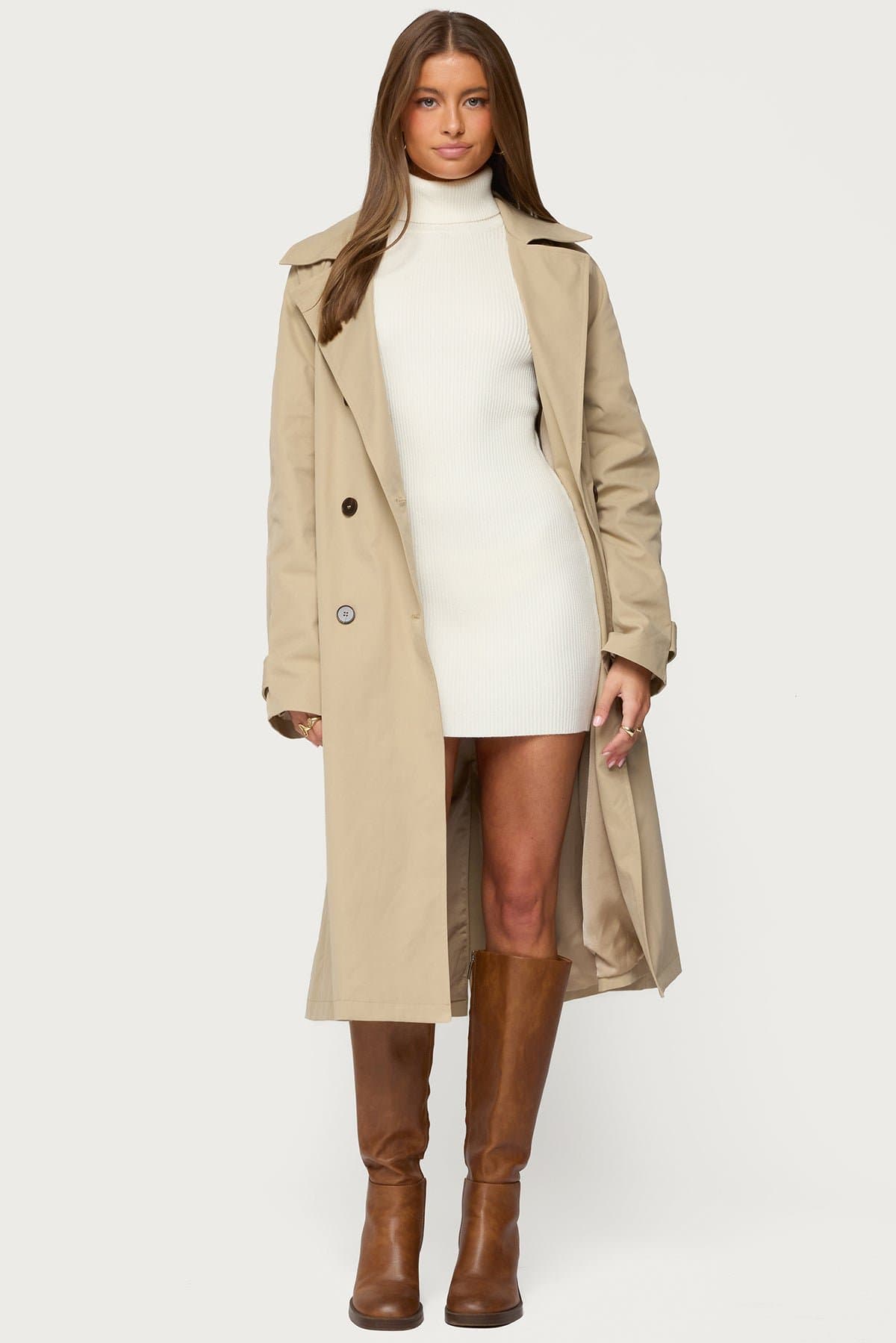 Amur Maxi Trench Coat Longline Polyester Women's Outerwear