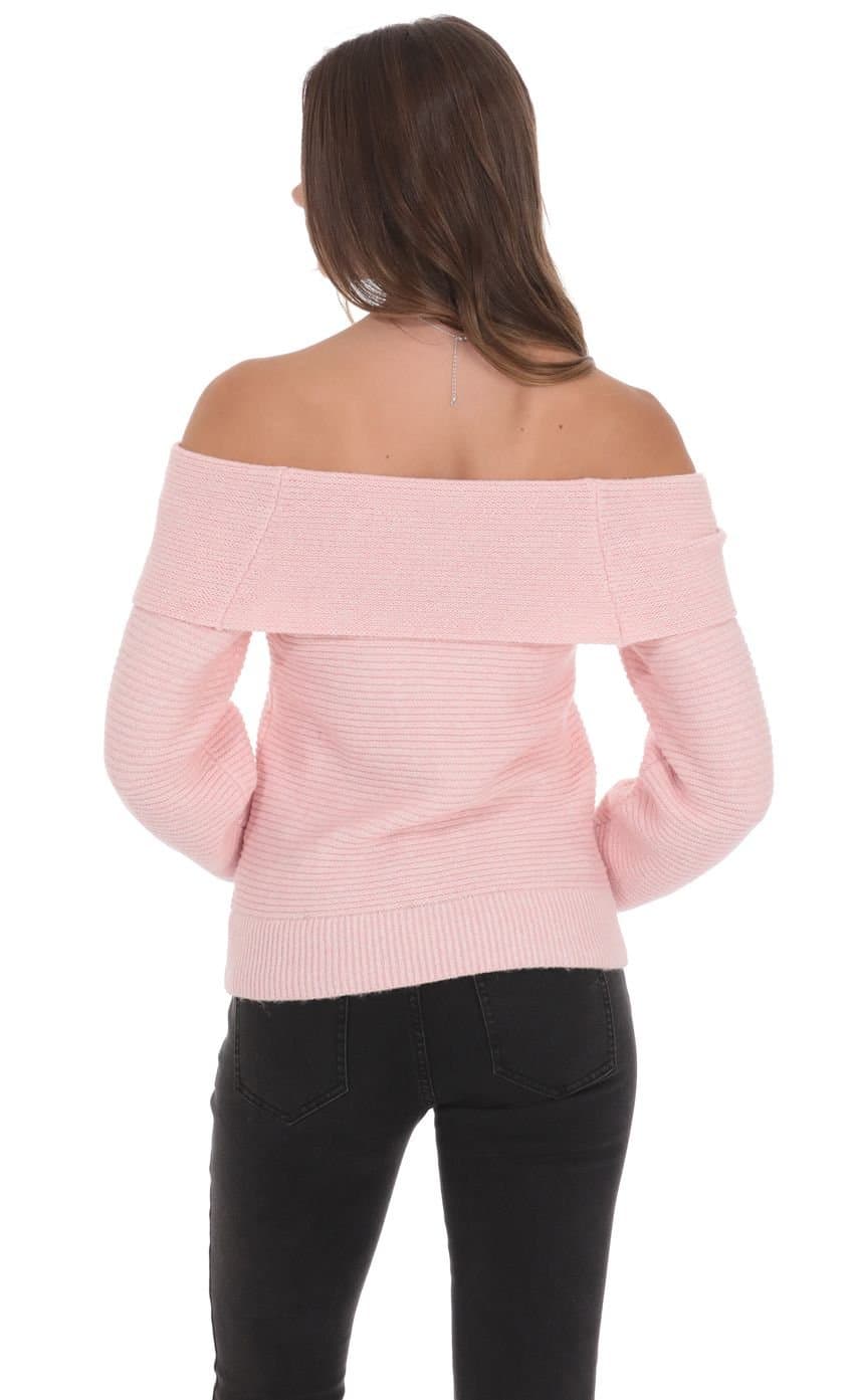 Rosette Off Shoulder Jumper in Pink