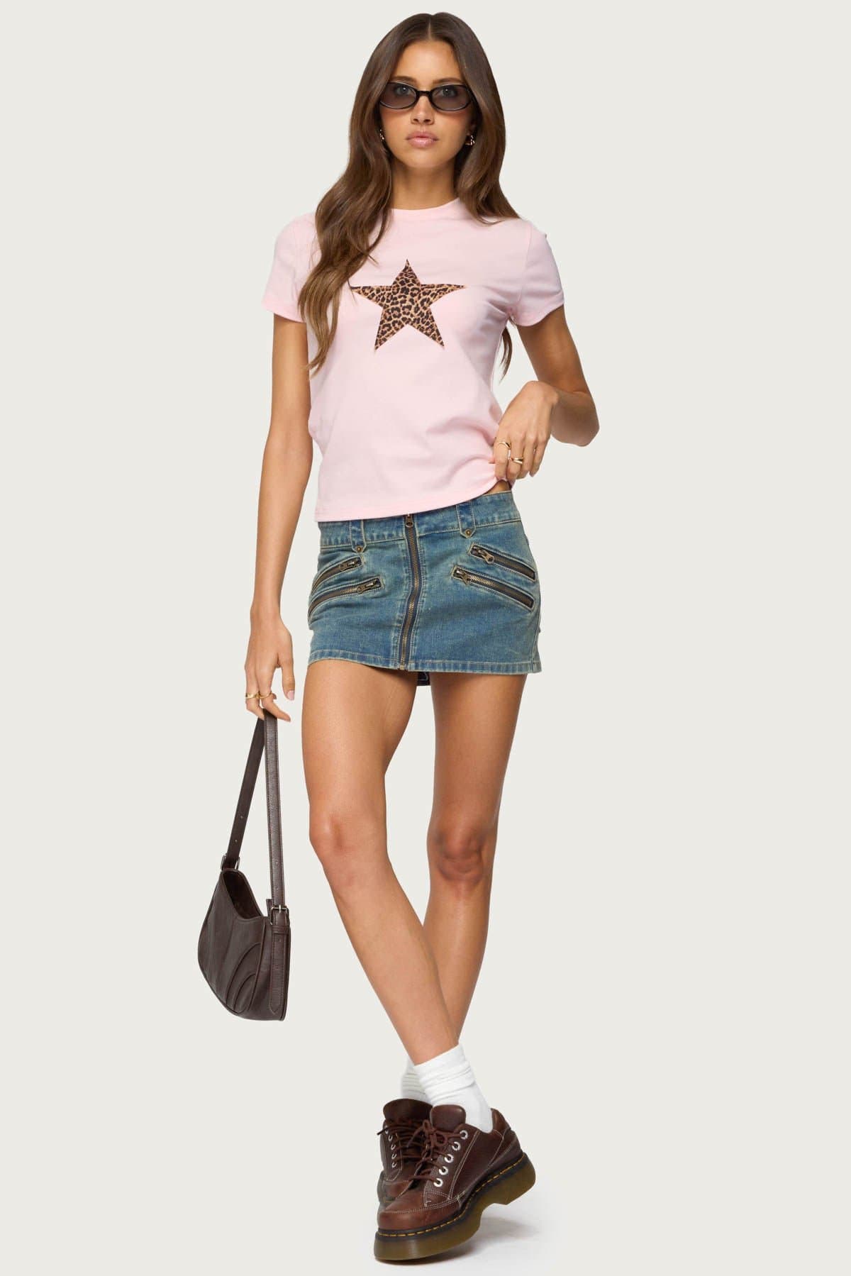 Narla Leopard Star Graphic T-Shirt - Cotton Spandex Unisex Top