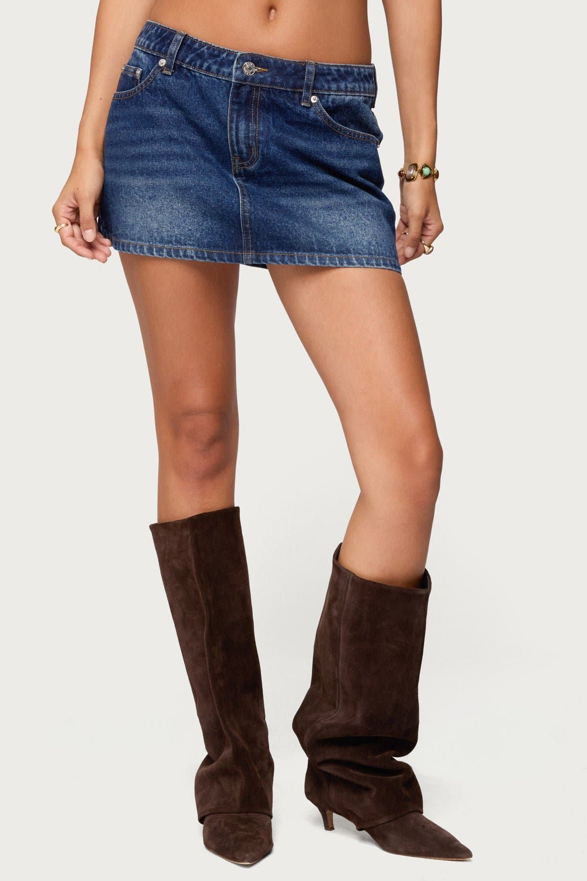 Chiara Denim Micro Skirt - 100% Cotton Low Rise with Pockets Size S