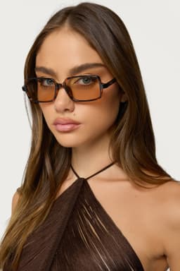 City Girl Square Sunglasses UV Protected Polycarbonate Lenses Frame Width 5.7in