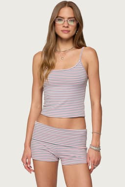 Kodi Striped Tank Top with Adjustable Straps - Cotton Polyester Spandex Sleepwear