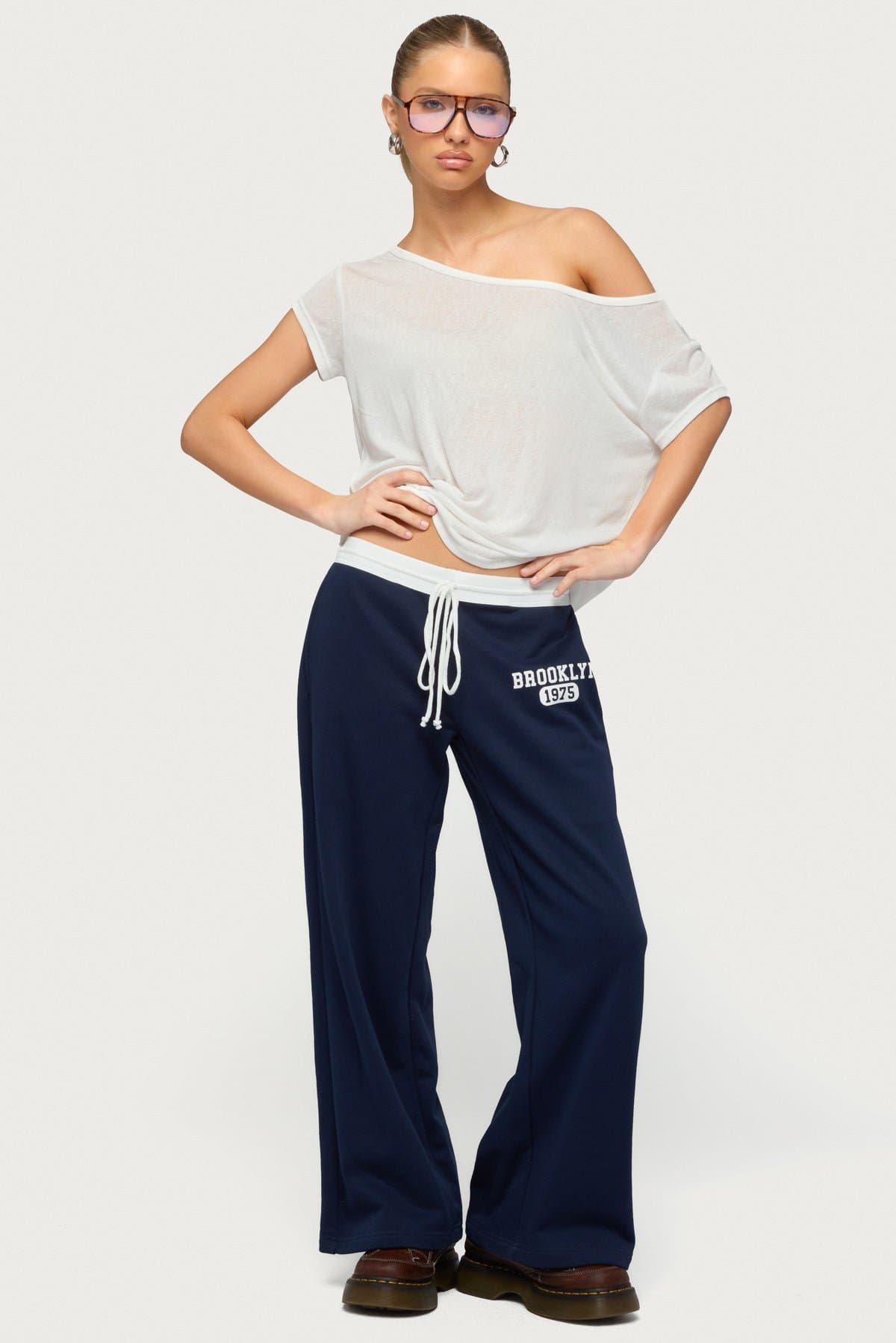 Petite Brookie Sweatpants - Straight Leg Cotton Polyester Adjustable Waistband