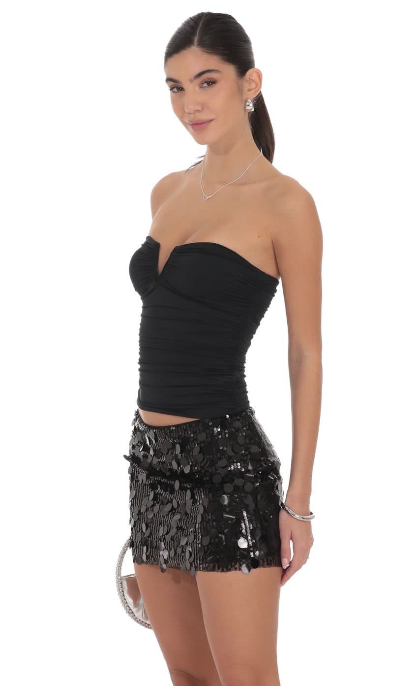 Circle Sequin Skirt in Black