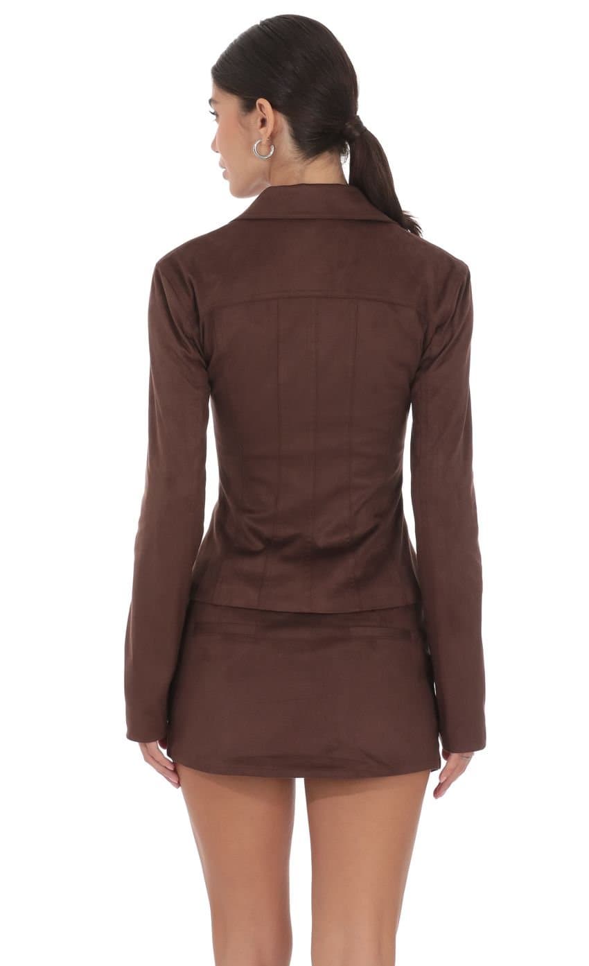 Collared Suede Button Down in Chocolate