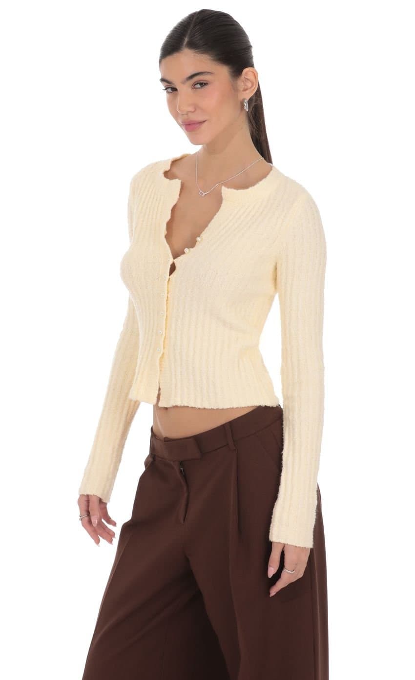 Ribbed Knit Cardigan in Cream