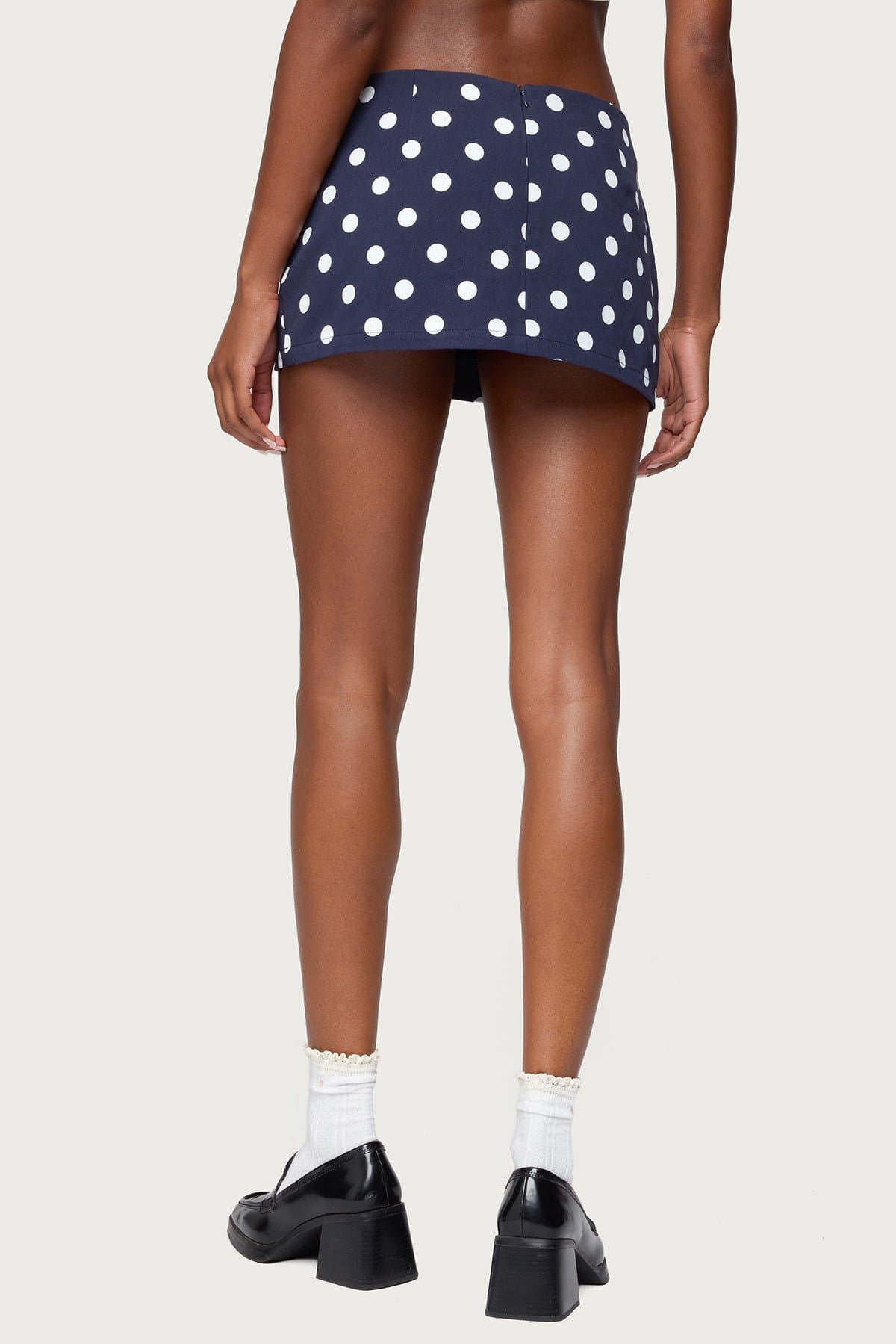 Noreen Polka Dot Mini Skort 100% Cotton Back Zip Closure
