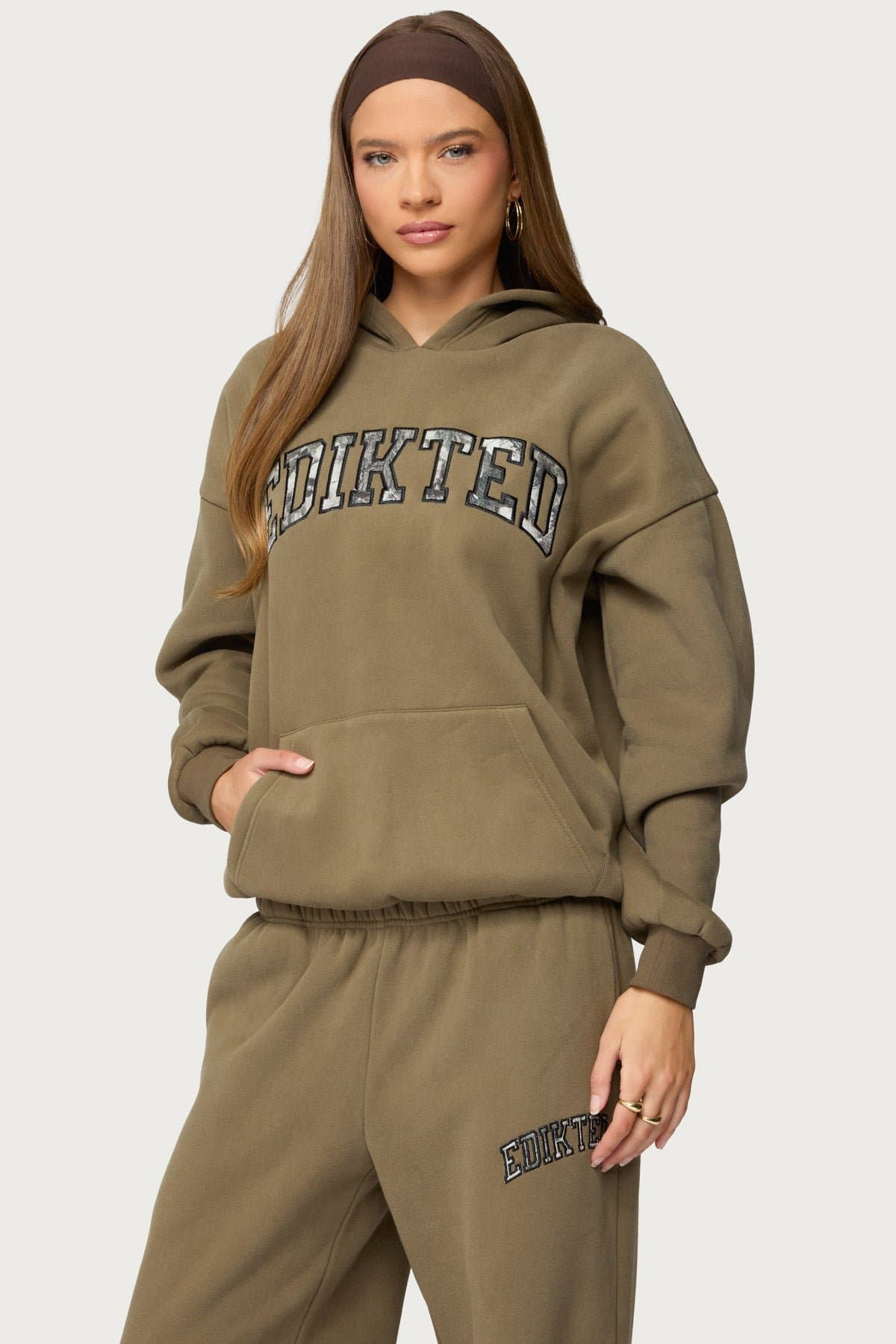 Camo Crush Edikted Oversized Hoodie - Polyester Cotton Blend