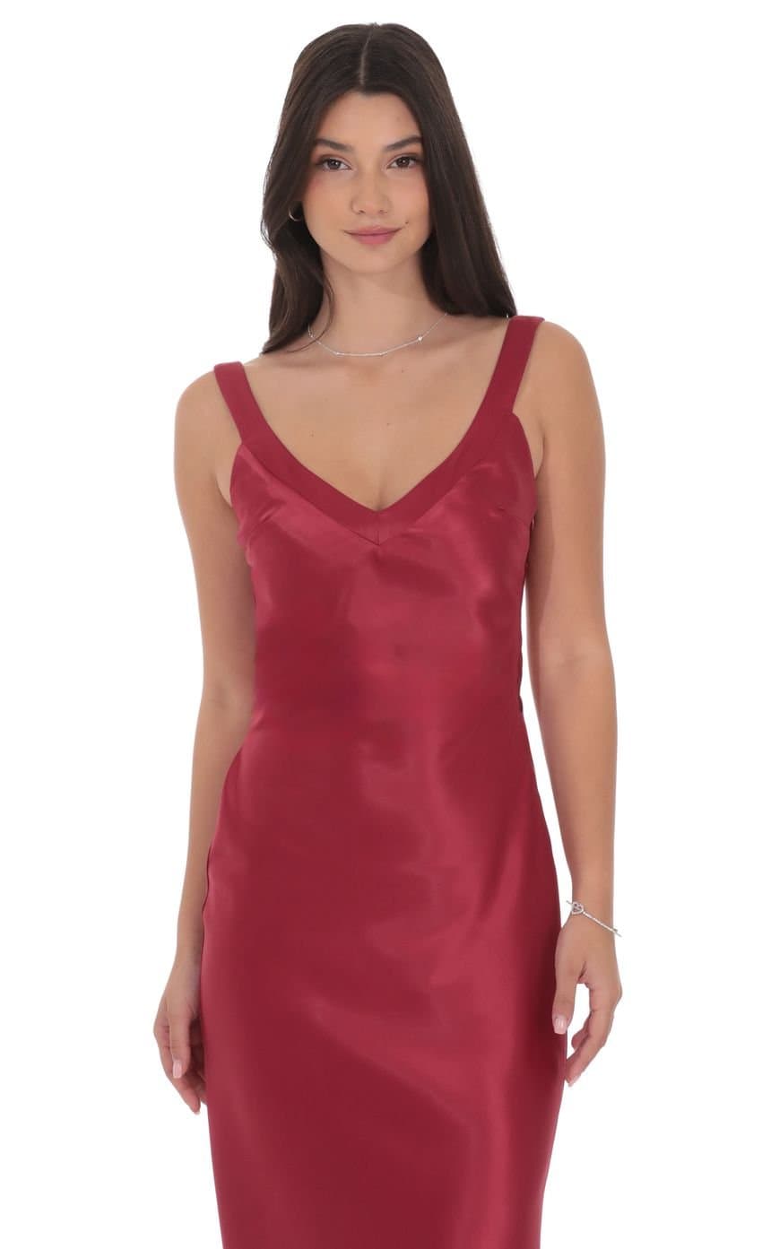 Satin Open Back Maxi Dress in Maroon