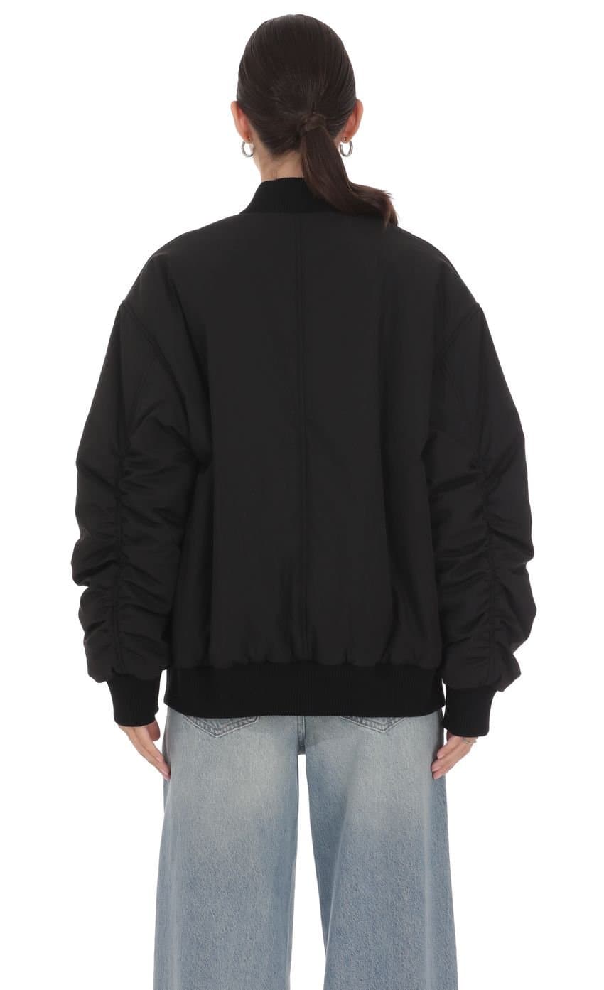 Oversized Bomber Jacket in Black