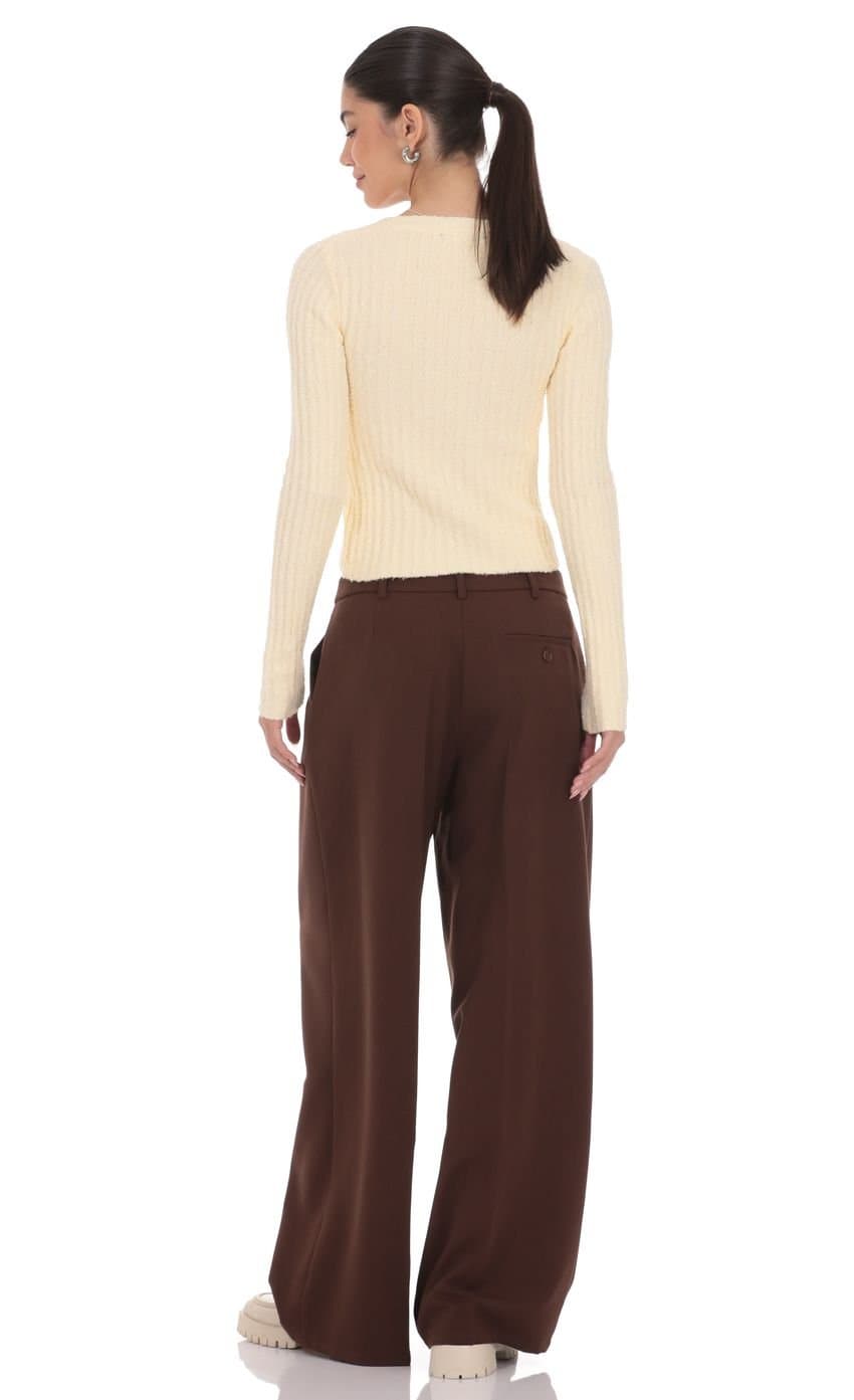 Ribbed Knit Cardigan in Cream