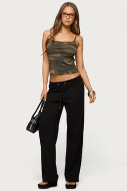 Quinn Straight Leg Sweatpants - Polyester Cotton Adjustable Waistband