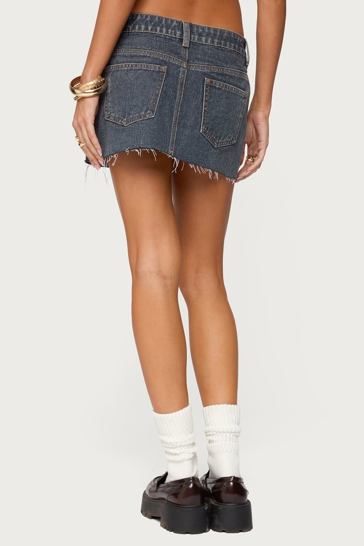 Micah Denim Mini Skirt Raw Hem 100% Cotton