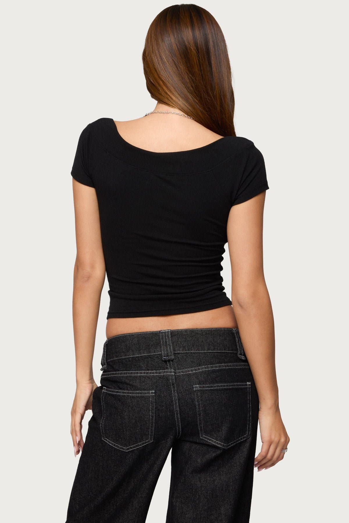 Becca Boat Neck Raglan Top - Baby Ribbed Polyester Rayon Spandex