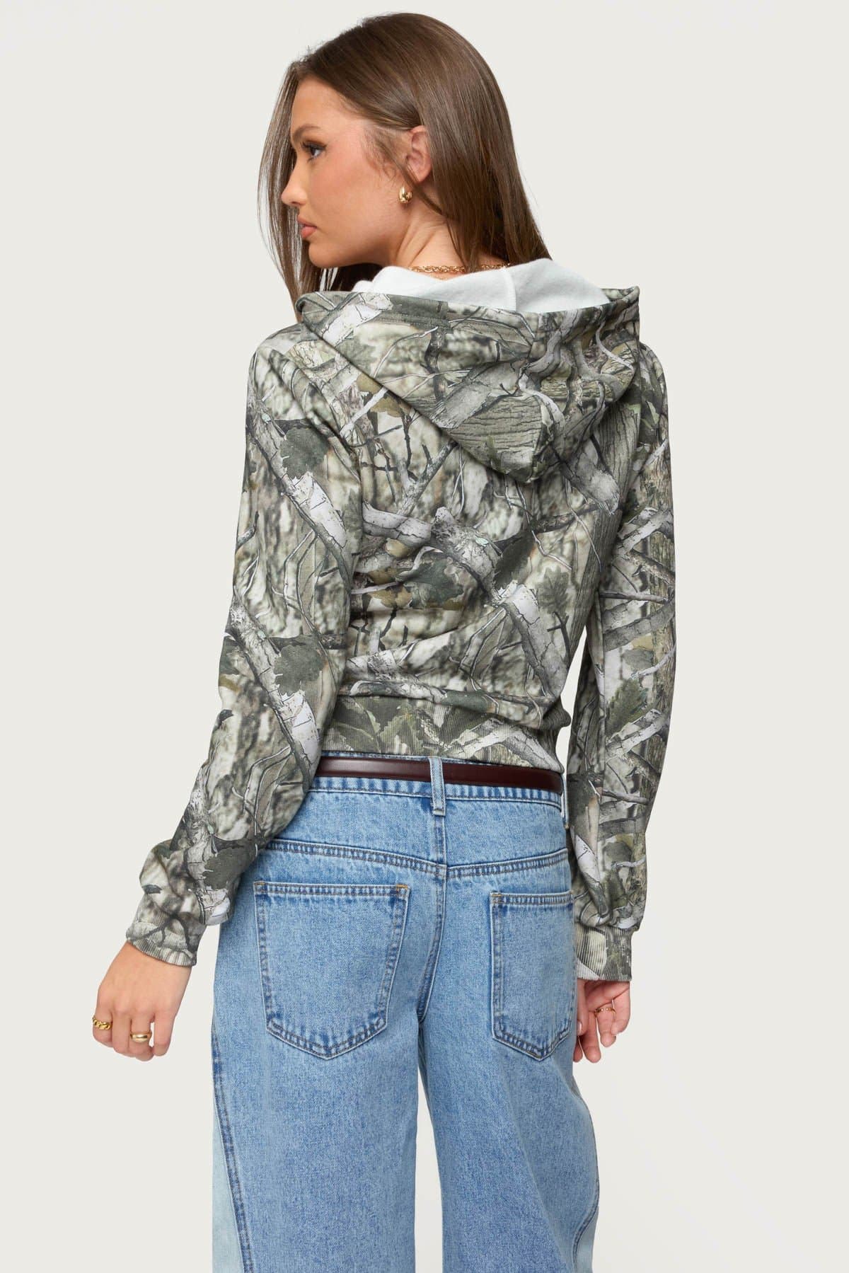 Tayler Camo Zip-Up Hoodie - Cotton Polyester Front Zip Camouflage Print