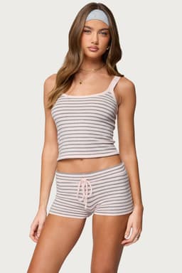 Lillian Striped Knit Tank Top - Rayon Polyester Nylon