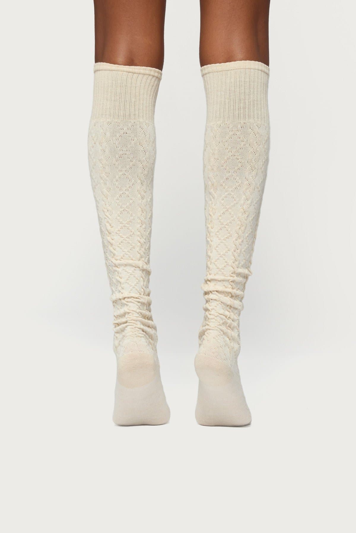 Cable Knit Socks - Polyester Cotton Spandex Blend, 20.9 Inch Length