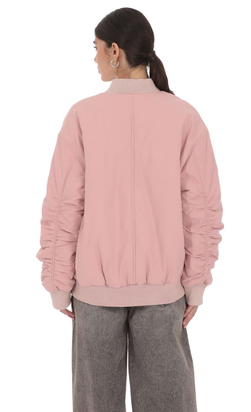 Oversized Bomber Jacket in Pink