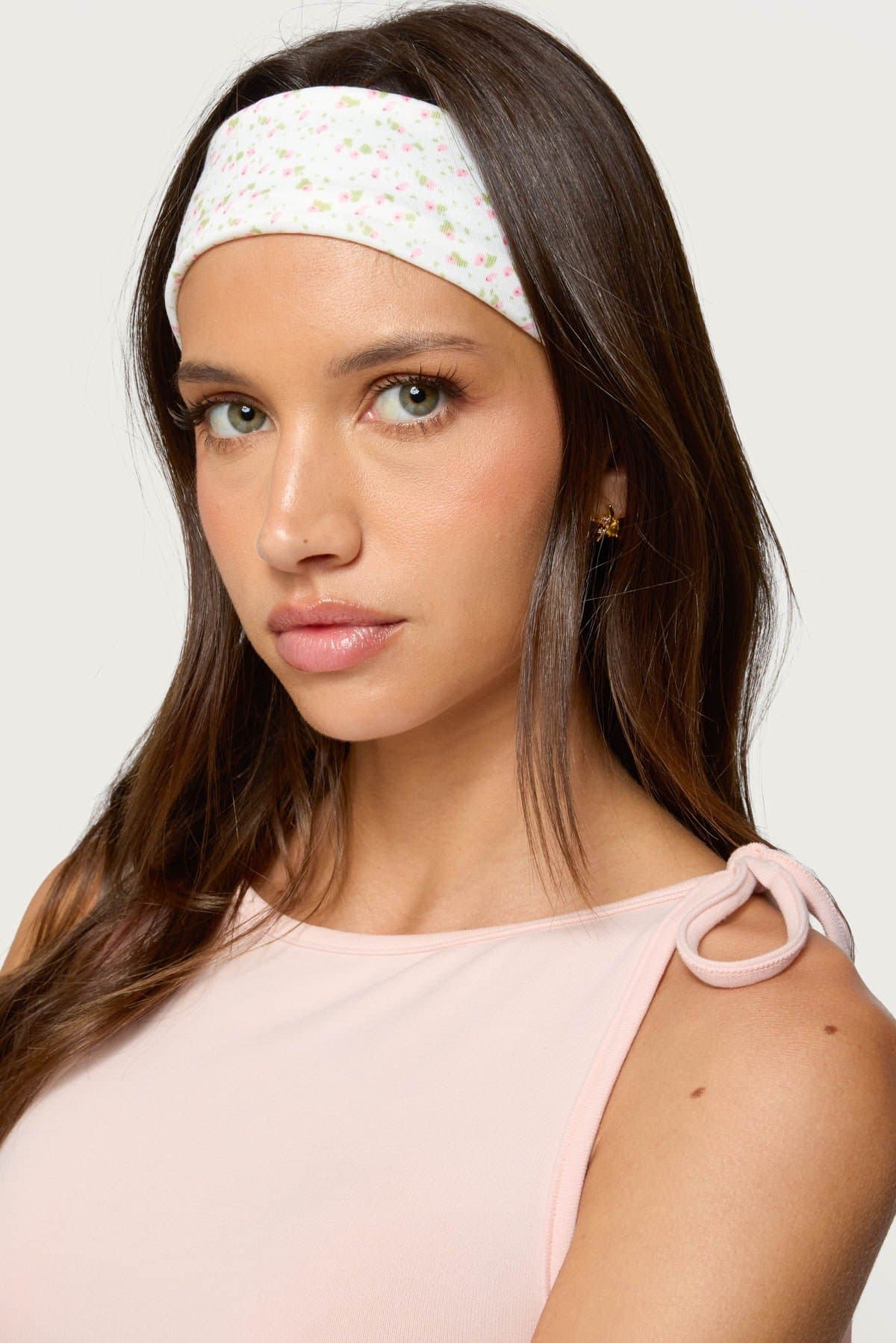 Floral Print Headband - Polyester Spandex, 8.7 Inch Length