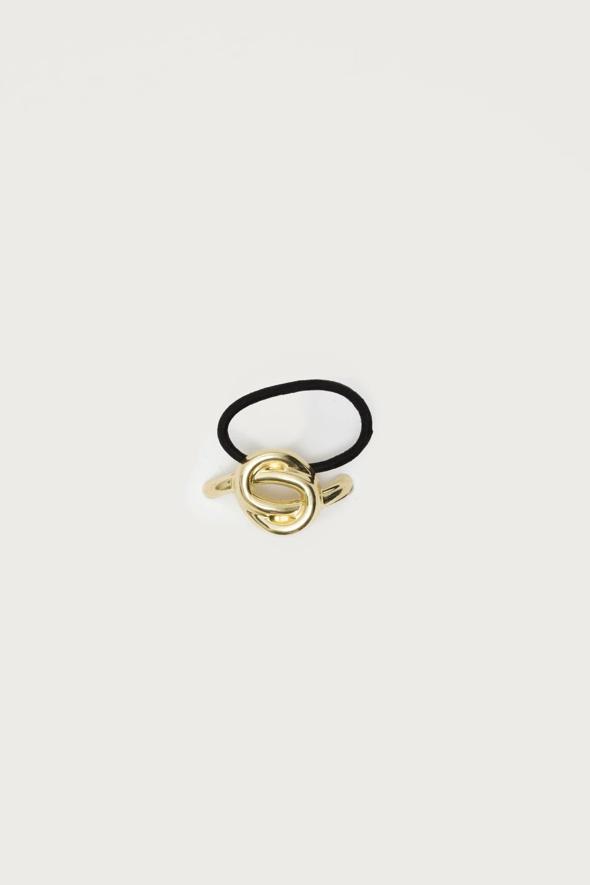 Knotted Hair Tie - Gold Tone Metal Spandex Knot Design 2.8 Inch Length